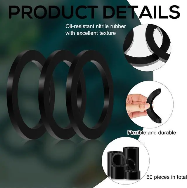 Alt view image 3 of 7 - 60 Pack 3" Camlock Gasket Fitting Cam Lock Hose Seal for Female Coupler Cam Groove Replacement Rubber Washer Black Rubber Gasket Ring Large Replacement Strainer for Pool Plunger Valves