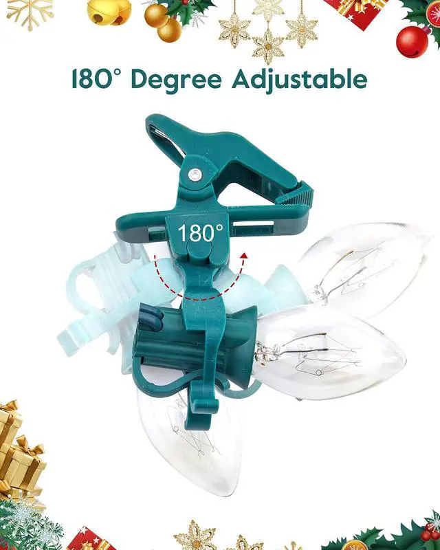 Alt view image 4 of 7 - C7 C9 Christmas Lights Universal Spring Clips, 100 Count Quick Spring Clips for Holiday Light Decorations, Shatterproof Shingle and Gutter Clips for E12 E17, Metal Surface Roof Fence Railing Gates