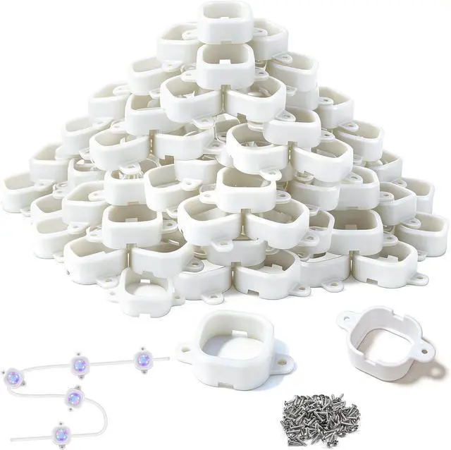 Main image of 95 Pcs Light Clips for Govee Pro Permanent Outdoor Lights Compatible with Pro H706A H706B H706C Outdoor Decoration and Fixed luminaire Mounting Brackets Screws Kit (White)