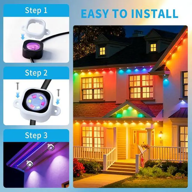 Alt view image 5 of 7 - 95 Pcs Light Clips for Govee Pro Permanent Outdoor Lights Compatible with Pro H706A H706B H706C Outdoor Decoration and Fixed luminaire Mounting Brackets Screws Kit (White)