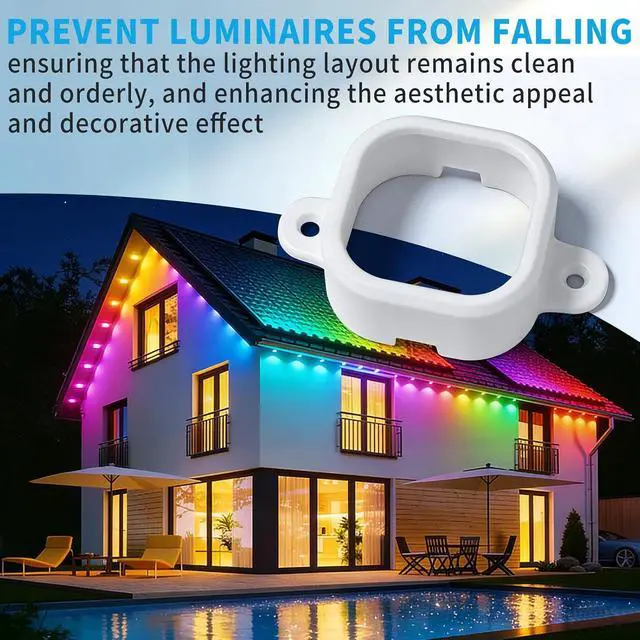 Alt view image 6 of 7 - 95 Pcs Light Clips for Govee Pro Permanent Outdoor Lights Compatible with Pro H706A H706B H706C Outdoor Decoration and Fixed luminaire Mounting Brackets Screws Kit (White)