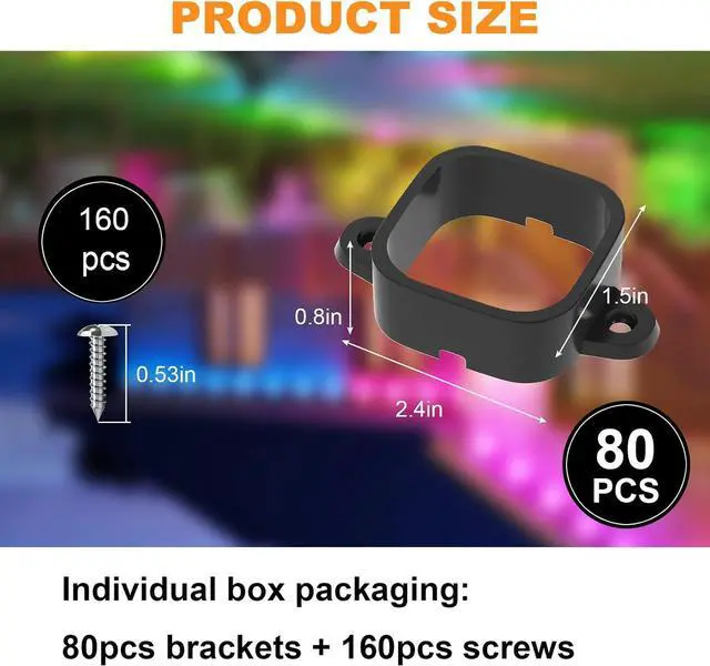 Alt view image 4 of 7 - 80 Pack Mounting Brackets for Govee H706/H706 Pro Permanent Outdoor Lights, Light Clips Mounting Brackets Compatible with Govee H706A H706B H706C