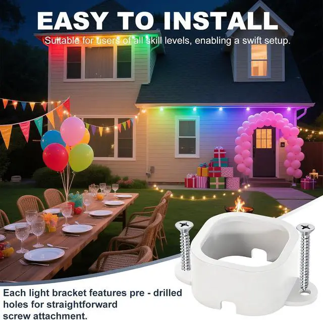 Alt view image 6 of 7 - 65 Set Light Clips for Govee Pro H706/H806 Outdoor Lights with 130 Screws Secure Mounting Brackets for Govee Pro Permanent Install Firmly,for Govee Pro Permanent Outdoor Lights Extension (White)