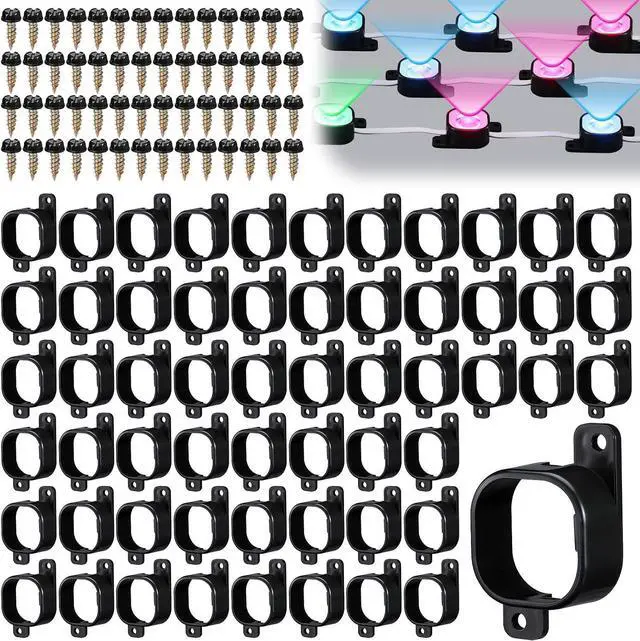 Main image of 120 Set Light Clips Compatible with Govee Pro H706 H806 Mounting Clips with 250 Screws Compatible with Govee H706 H806 Pro Permanent Outdoor Lights Extension, Install Firmly (Black)