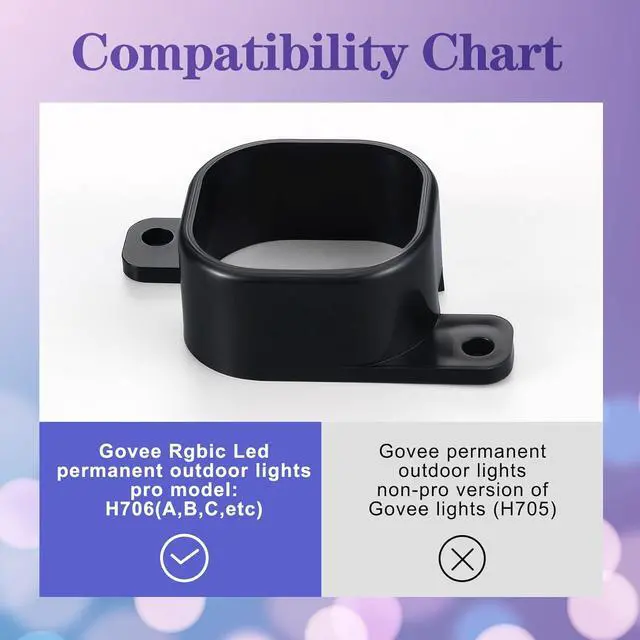 Alt view image 3 of 6 - 120 Set Light Clips Compatible with Govee Pro H706 H806 Mounting Clips with 250 Screws Compatible with Govee H706 H806 Pro Permanent Outdoor Lights Extension, Install Firmly (Black)