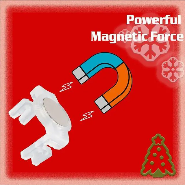 Alt view image 3 of 6 - 50 Pcs Magnetic Christmas Light Clips, Magnet Clips for Outdoor String Lights, Outdoor Lighting Clips for E17-C9 Holiday Lighting Sockets, Patio Lighting (Nickel-Transparency)