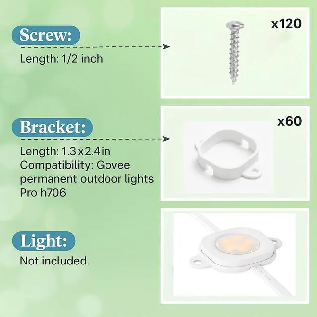 Alt view image 2 of 5 - Mounting Clips for Govee Permanent Outdoor Lights, 60 Pcs, White,Compatible with Govee H706,No Adhesive Needed
