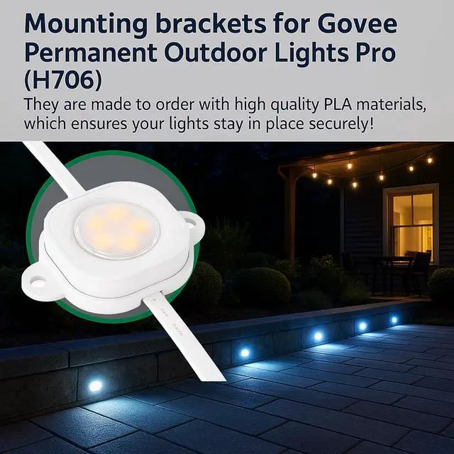 Alt view image 4 of 5 - Mounting Clips for Govee Permanent Outdoor Lights, 60 Pcs, White,Compatible with Govee H706,No Adhesive Needed