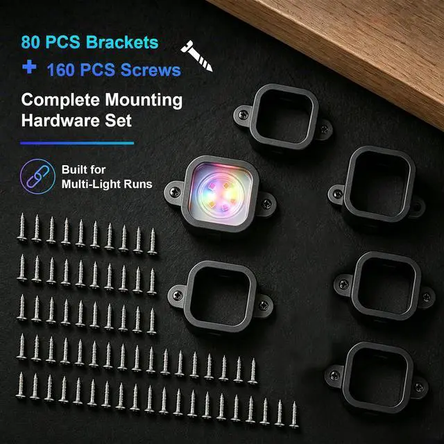 Alt view image 2 of 7 - 80 Packs Mounting Brackets for Govee H706/H706 Pro Permanent Outdoor Lights, Light Clips Mounting Brackets Compatible with Govee H706A H706B H706C