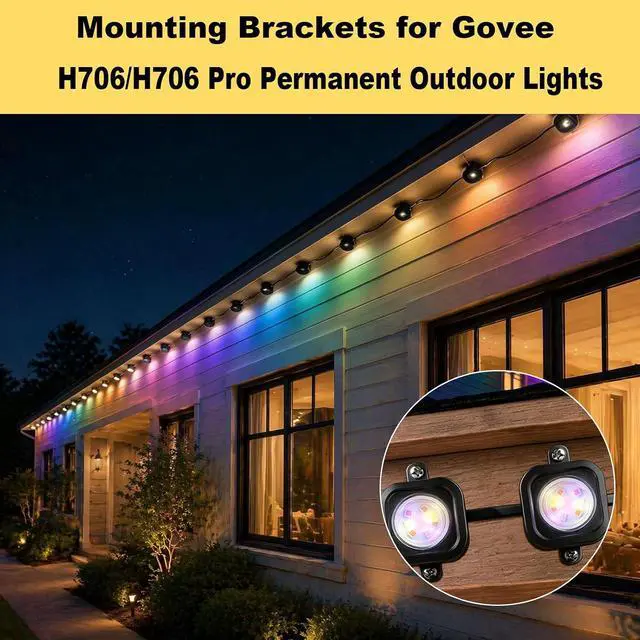 Alt view image 3 of 7 - 80 Packs Mounting Brackets for Govee H706/H706 Pro Permanent Outdoor Lights, Light Clips Mounting Brackets Compatible with Govee H706A H706B H706C