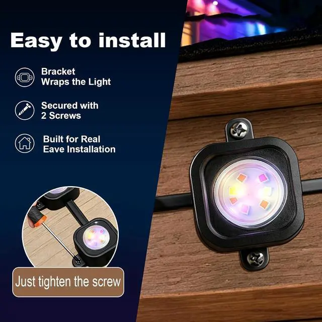Alt view image 6 of 7 - 80 Packs Mounting Brackets for Govee H706/H706 Pro Permanent Outdoor Lights, Light Clips Mounting Brackets Compatible with Govee H706A H706B H706C