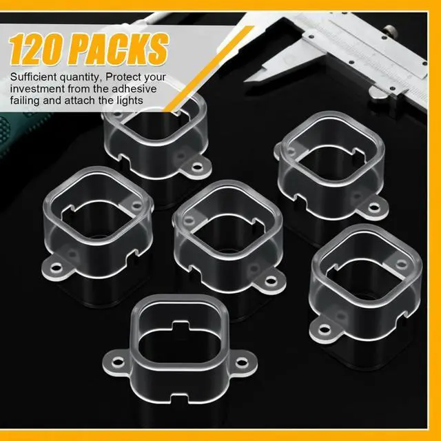 Alt view image 4 of 7 - 120 Pcs Mount Compatible with 200ft Govee Pro H706 H806 Permanent Outdoor Lights Brackets with Screw for Soffit Clip Replace Glue (Clear)