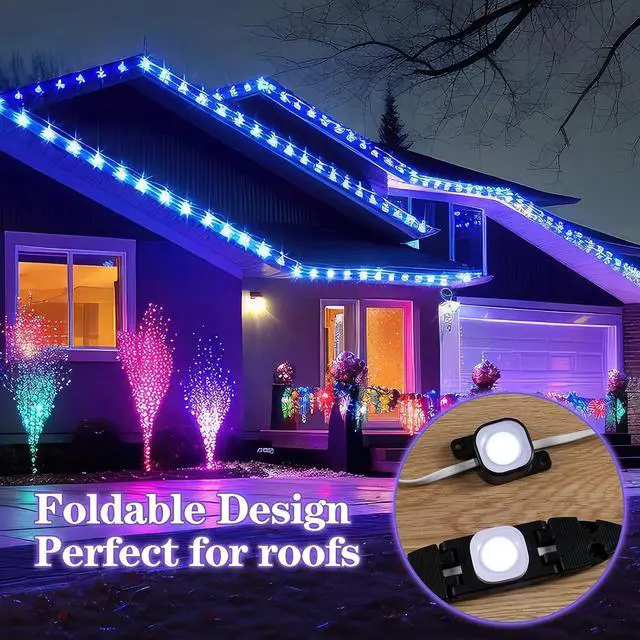 Alt view image 7 of 7 - 66 Pcs Light Clips Set Compatible with Govee Pro H706 H806, 60 Mounting Clips & 6 Gable Light Bracket with 150 Screws Compatible with Govee Pro Outdoor Lights 100ft (Black)