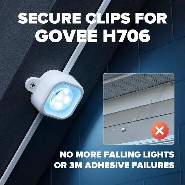 Alt view image 2 of 7 - 100Pcs Light Clips for Govee H706, Mounting Brackets Compatible with Govee Pro Permanent Outdoor Lights Extension, 200pcs Screws Secure Installation