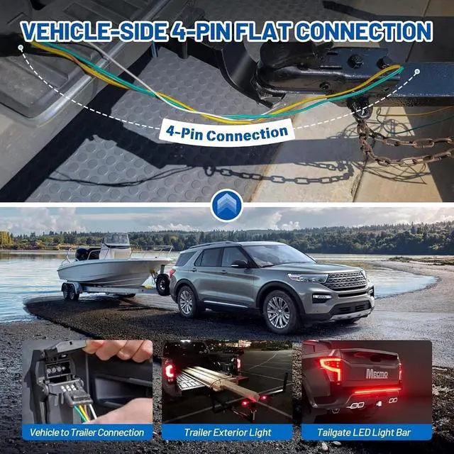Alt view image 4 of 7 - 4 Pin Trailer Wiring Harness for 2016-2022 Honda Pilot & 2019-2025 Honda Passport, Towing Hitch Wire T-Connector for Trailer Light Connect, Factory Tow Package Required