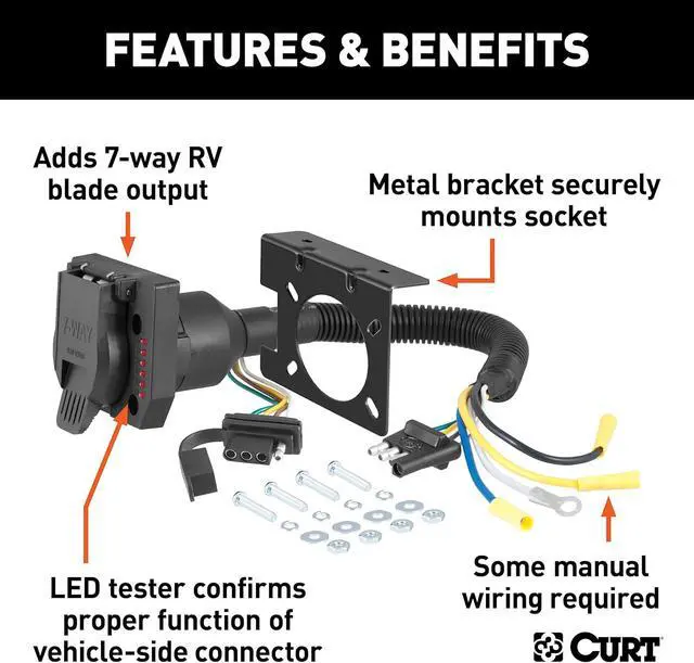 Alt view image 3 of 5 - Manufacturing 57674 4 Way Flat to Both 7 Way Round and 4 Way Flat Adaptor
