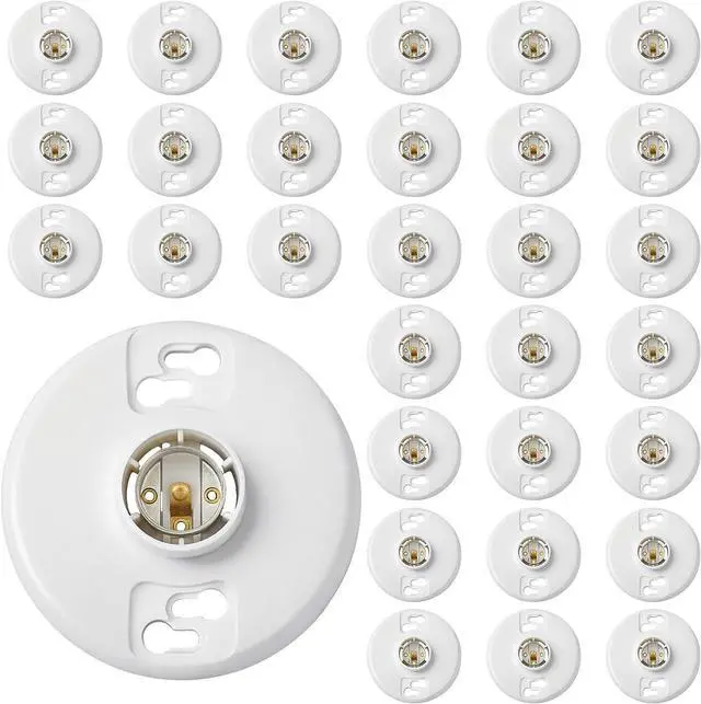 Main image of 30 Pcs E26 Medium Base Light Socket Replacement, Ul Listed Keyless Ceiling Lamp Holder, Light Bulb Socket, Compatible with LED CFL Incandescent Bulbs, 660w 250v (Phenolic Resin)