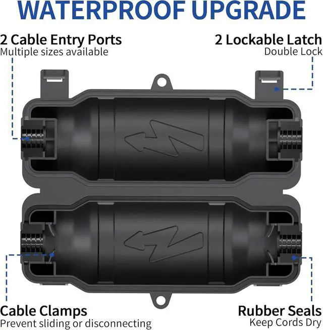 Alt view image 4 of 7 - 9 Pack Outdoor Extension Cord Safety Cover with Waterproof Seal IP54 Water-Resistant, Weatherproof Electrical Connection Box with 2 Latches, Plug, Socket, Holiday Decoration Light, Black
