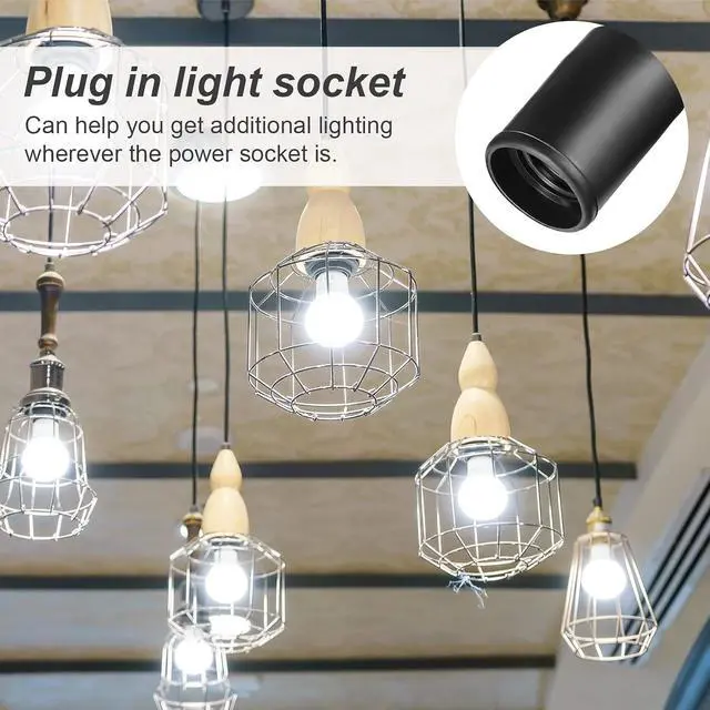 Alt view image 6 of 7 - 10 Pack Hanging Light Cord Pendant Light Cord with Switch Light Socket Extension Light Bulb Socket Cable Lamp Kit for E26 E27 Lamp Socket Lantern (Black,9.8 Feet)