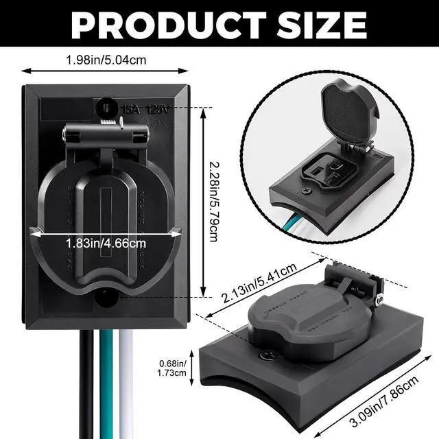 Alt view image 2 of 6 - 6 Pcs Lamp Post Outlet 125V 15A Grounded Electrical Outlet Energy Saving Light Pole Plug for Outdoor Lamp Post and Poles, Energy Saving and Weather Resistant, UL Listed, Black