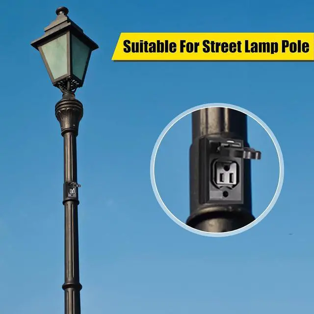 Alt view image 3 of 6 - 6 Pcs Lamp Post Outlet 125V 15A Grounded Electrical Outlet Energy Saving Light Pole Plug for Outdoor Lamp Post and Poles, Energy Saving and Weather Resistant, UL Listed, Black