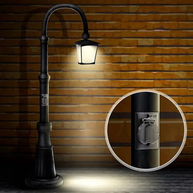 Alt view image 4 of 6 - 6 Pcs Lamp Post Outlet 125V 15A Grounded Electrical Outlet Energy Saving Light Pole Plug for Outdoor Lamp Post and Poles, Energy Saving and Weather Resistant, UL Listed, Black