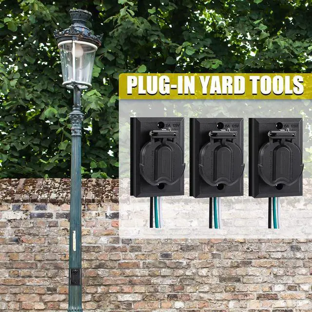 Alt view image 5 of 6 - 6 Pcs Lamp Post Outlet 125V 15A Grounded Electrical Outlet Energy Saving Light Pole Plug for Outdoor Lamp Post and Poles, Energy Saving and Weather Resistant, UL Listed, Black