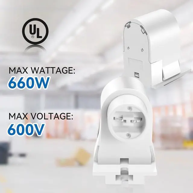 Alt view image 2 of 7 - R17D/HO Socket, (12-Pairs) T8 R17D Lamp Holder with Flexible Wing, 800Ma-1500Ma, UL Tombstone Lampholder for LED Fluorescent Tube Replacements, HO Base Connector for Programmed Start Ballasts