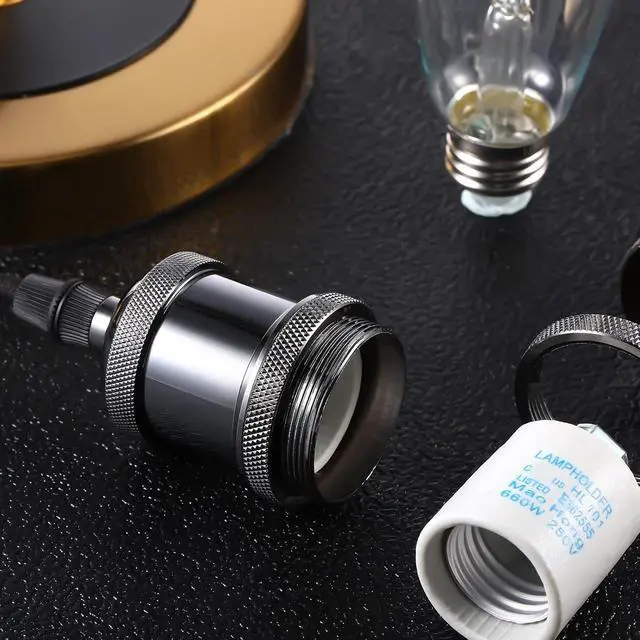 Alt view image 7 of 7 - 16 Packs E26 Vintage Ceramic Lamp Socket, Edison Industrial Pendant Metal Light Socket Replacement Screw in Light Bulb Holder for DIY Lighting, 600 Degrees Celsius Heat Resistant, Black