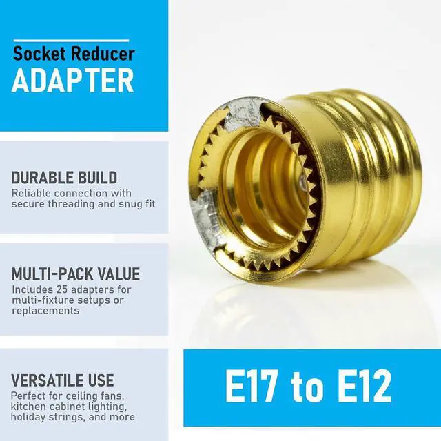Alt view image 3 of 4 - (Pack of 25) Intermediate Base (E17) to Candelabra Base (E12) Socket Reducer Adapter
