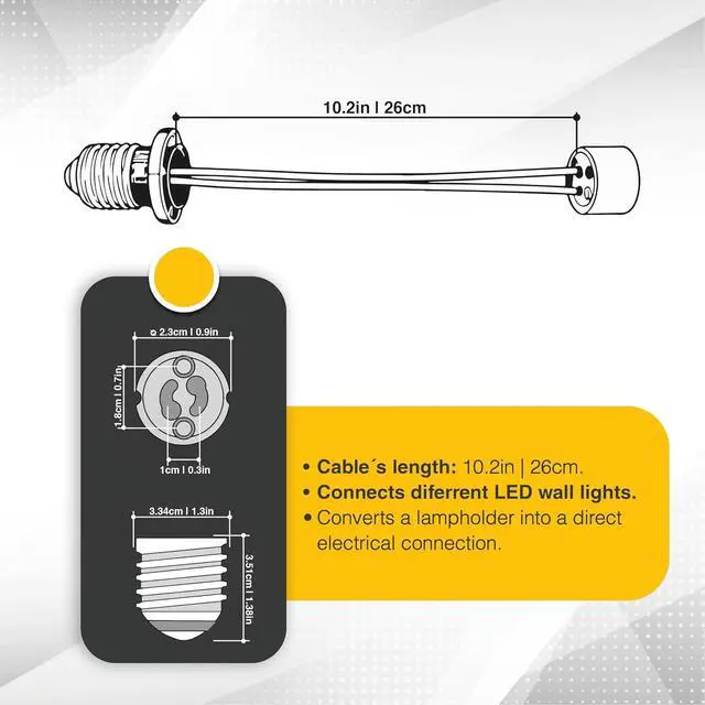 Alt view image 4 of 7 - 10 Pack Light Socket Bulb Extender for E26 E27 Adapter to GU10 lamp with 10.2 inch Cable