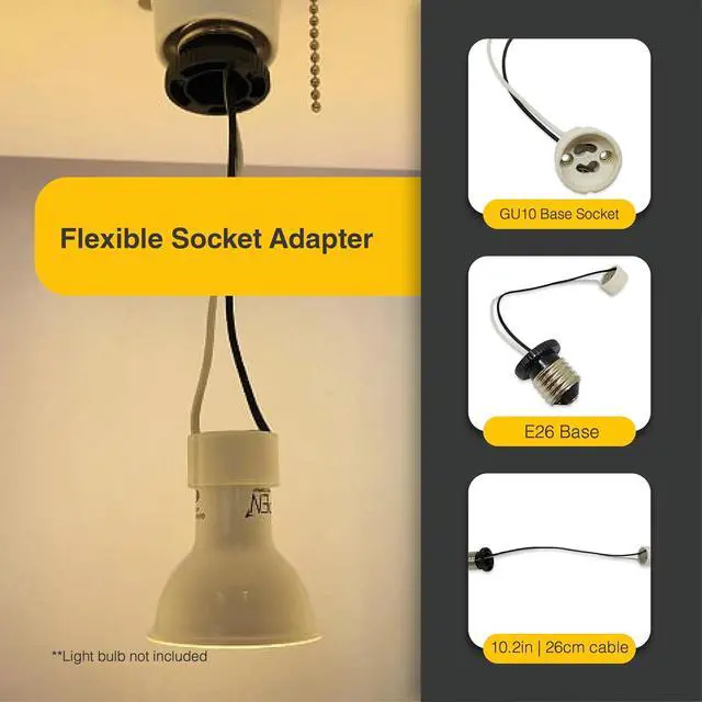 Alt view image 6 of 7 - 10 Pack Light Socket Bulb Extender for E26 E27 Adapter to GU10 lamp with 10.2 inch Cable