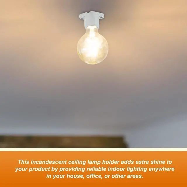 Alt view image 4 of 6 - 20 Pcs E26 Light Socket Medium Base Porcelain Lamp Holder Keyless Cleat Bulb Socket with Two Hole Flanged Mounting with 6" Leads for Home Room Garage Closet Indoor Outdoor Lighting