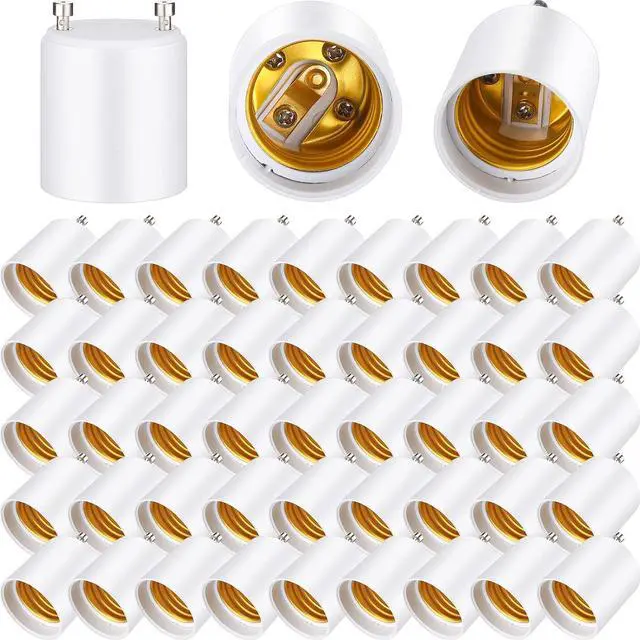 Main image of 150 Pack Gu24 to E26 E27 Adapter Heat Resistant up to 320 Fire Resistant Converts Gu24 Bi-pin Based Fixture E26 E27 Standard Screw Socket Christmas Light Adapter