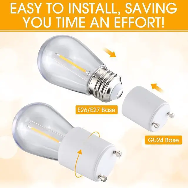Alt view image 3 of 7 - 150 Pack Gu24 to E26 E27 Adapter Heat Resistant up to 320 Fire Resistant Converts Gu24 Bi-pin Based Fixture E26 E27 Standard Screw Socket Christmas Light Adapter