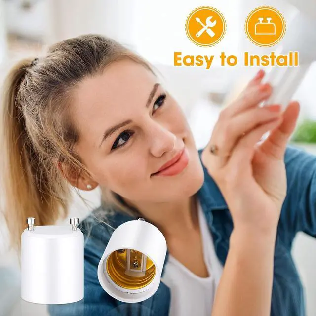 Alt view image 6 of 7 - 150 Pack Gu24 to E26 E27 Adapter Heat Resistant up to 320 Fire Resistant Converts Gu24 Bi-pin Based Fixture E26 E27 Standard Screw Socket Christmas Light Adapter