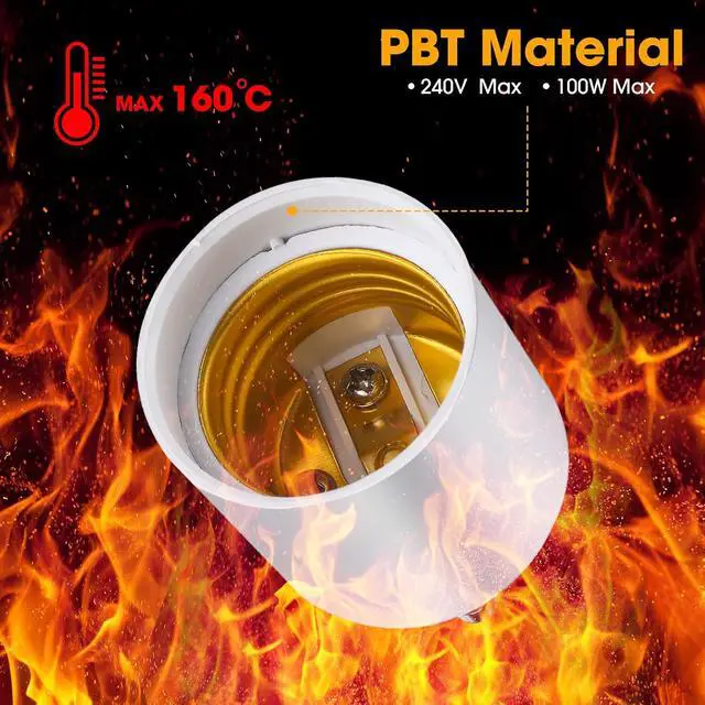 Alt view image 7 of 7 - 150 Pack Gu24 to E26 E27 Adapter Heat Resistant up to 320 Fire Resistant Converts Gu24 Bi-pin Based Fixture E26 E27 Standard Screw Socket Christmas Light Adapter