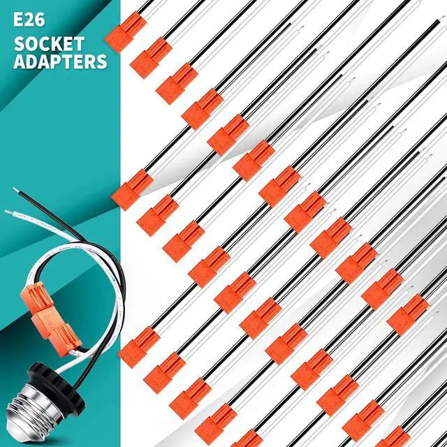 Alt view image 6 of 7 - 100 Pcs E26 Socket Adapter, Medium Base Male Screw in Light Socket Pigtail for LED Recessed Lights