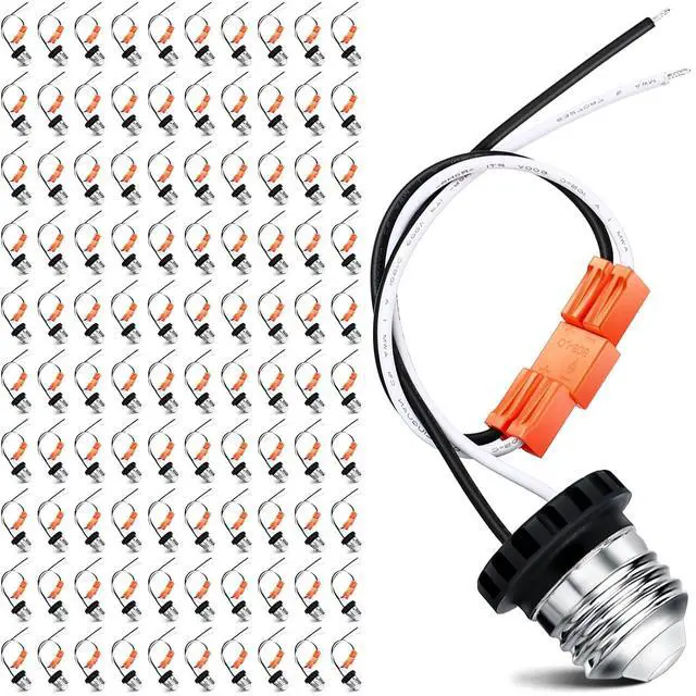 Alt view image 7 of 7 - 100 Pcs E26 Socket Adapter, Medium Base Male Screw in Light Socket Pigtail for LED Recessed Lights