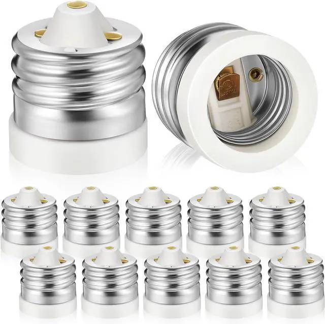 Main image of 10 Packs E39 to E26 Socket Converters, Ceramic Mogul E39 to Standard Medium E26 Screw Base Light Bulb Socket Converter Mogul Base Adapter Sockets Reducer, Maximum 660W and 200 Heat-resistant