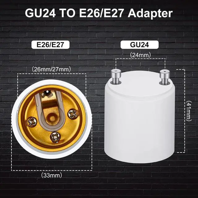 Alt view image 2 of 6 - 100 Pack Gu24 to E26 E27 Adapter for Led Light Bulbs, Heat Resistant up to 392 Degrees Fahrenheit Fire Resistant Converts Gu24 Bi-Pin Based Fixture E26 E27 Standard Screw in Lamp Socket