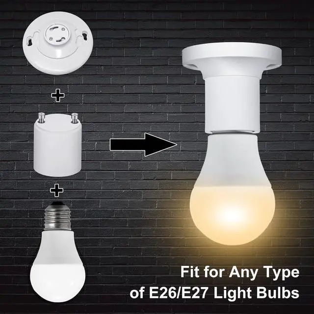 Alt view image 5 of 6 - 100 Pack Gu24 to E26 E27 Adapter for Led Light Bulbs, Heat Resistant up to 392 Degrees Fahrenheit Fire Resistant Converts Gu24 Bi-Pin Based Fixture E26 E27 Standard Screw in Lamp Socket