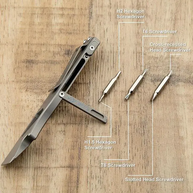 Alt view image 5 of 7 - Opry Multitool EDC Titanium Pry Bar Set, Bottle Opener, Nail Puller with Hex Wrench, Screw and Pocket Clip