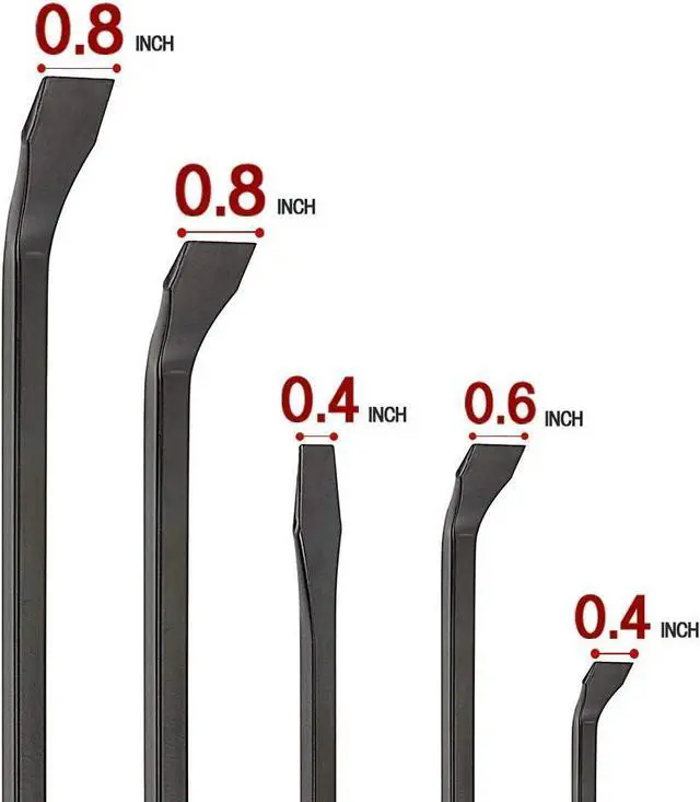 Alt view image 3 of 7 - Pry Bar Set, 5-Piece Heavy Duty Pry Bars with Thicker Strike Caps, Mechanic Hand Tools for Automotive, Demolition, Nail Puller, Crowbar