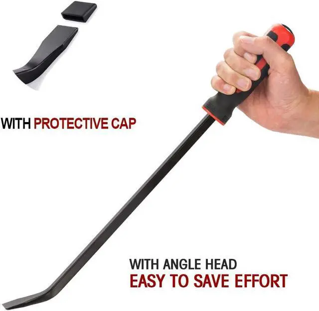 Alt view image 5 of 7 - Pry Bar Set, 5-Piece Heavy Duty Pry Bars with Thicker Strike Caps, Mechanic Hand Tools for Automotive, Demolition, Nail Puller, Crowbar