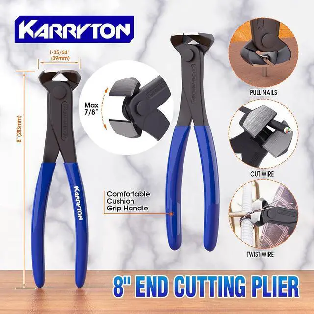 Alt view image 5 of 7 - 4-Piece Heavy-Duty Pry Bar Set 12" & 10" Utility Claw Pry Bars, 15" Flat Pry Bar, 8" End Cutting Pliers | CR-V Steel Nail Puller Tool with Hammer-Function & Ergonomic Grip