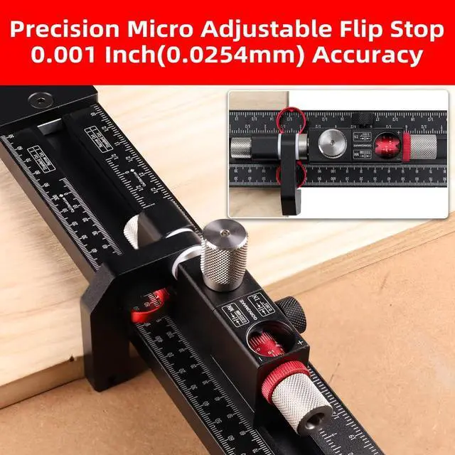 Alt view image 2 of 7 - Track Saw Parallel Guide System with Mirco Adjustable Flip Stop and Zero Calibration for Woodworking Repeatable Rip Cuts for Track Saw Guide Rail Compatible with Festool,Makita,Milwaukee