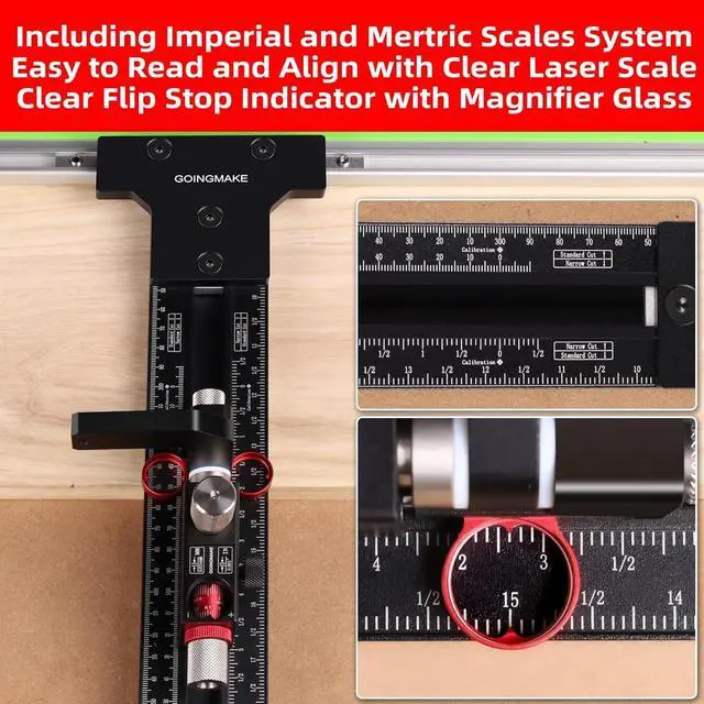 Alt view image 3 of 7 - Track Saw Parallel Guide System with Mirco Adjustable Flip Stop and Zero Calibration for Woodworking Repeatable Rip Cuts for Track Saw Guide Rail Compatible with Festool,Makita,Milwaukee