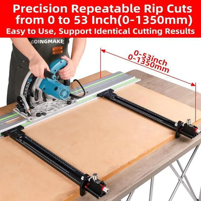 Alt view image 5 of 7 - Track Saw Parallel Guide System with Mirco Adjustable Flip Stop and Zero Calibration for Woodworking Repeatable Rip Cuts for Track Saw Guide Rail Compatible with Festool,Makita,Milwaukee