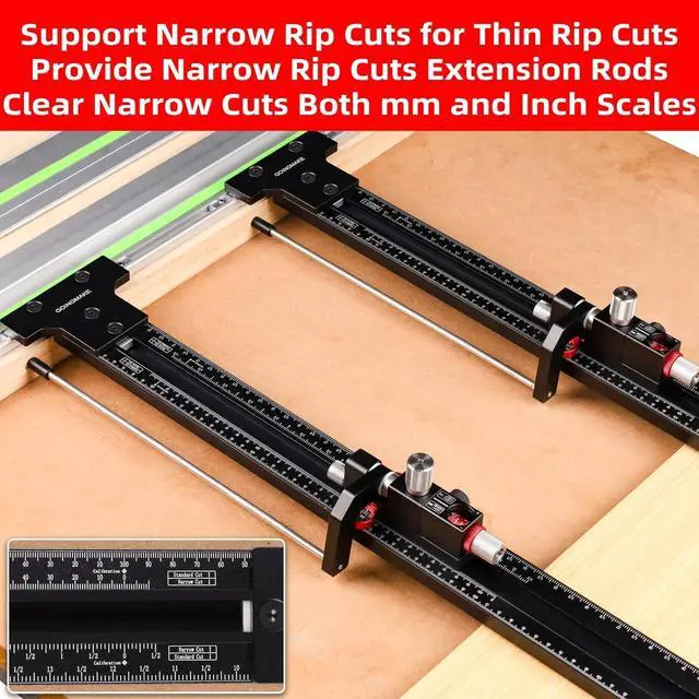 Alt view image 6 of 7 - Track Saw Parallel Guide System with Mirco Adjustable Flip Stop and Zero Calibration for Woodworking Repeatable Rip Cuts for Track Saw Guide Rail Compatible with Festool,Makita,Milwaukee
